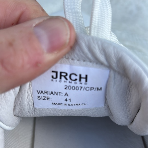 EUC John Richmond Logo Stamp Sneakers EU 41 White Black Mens Casual Leather Lux - Picture 8 of 9
